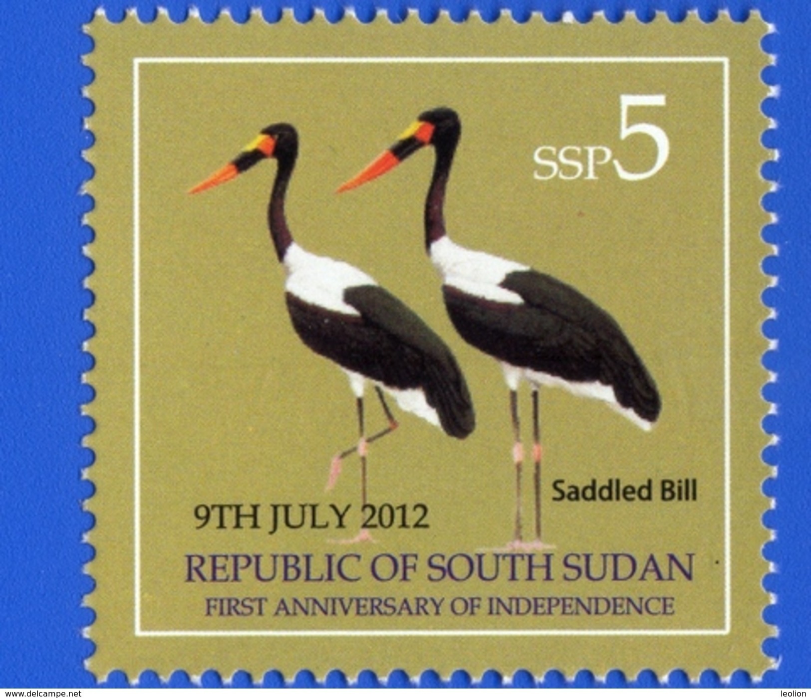 SOUTH SUDAN 2nd Issue = Süd-Sudan 5 SSP Saddle-billed Stork Birds Soudan Du Sud - Sud-Soudan