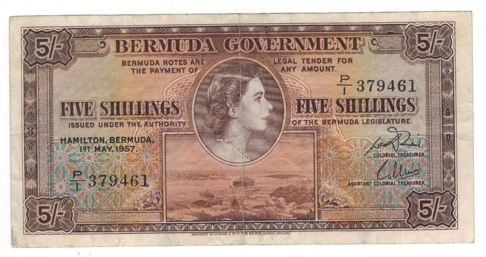 Bermuda, 5 Shill. 1957, Crisp VF+. - Bermudas