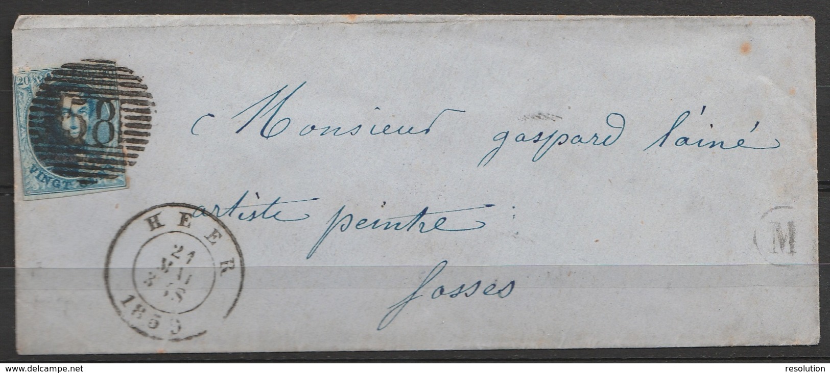 LSC Affr. N°11A P58 Càd "HEER/21 MAI/1859" Pour Artiste-peintre à FOSSES - Boîte "M" (au Dos: Càs FOSSE) - 1858-1862 Médaillons (9/12)