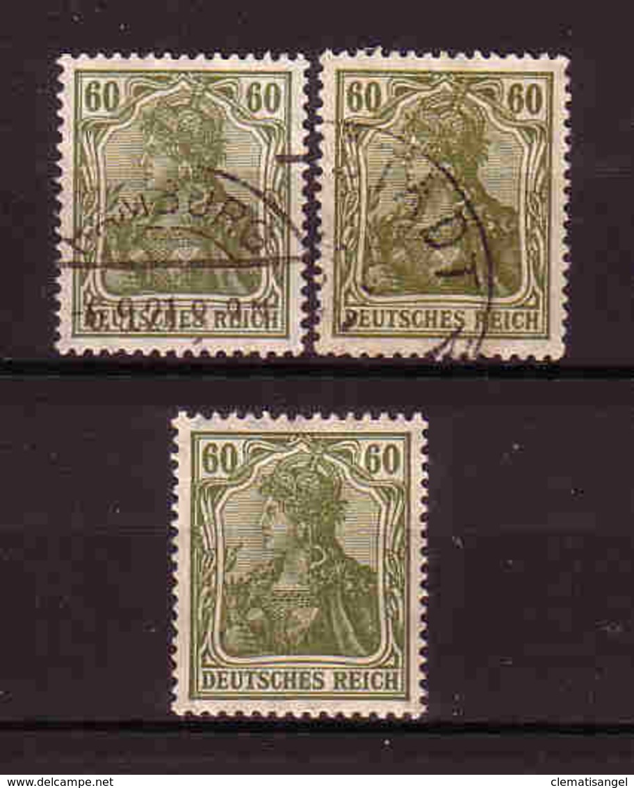 63c * DEUTSCHES REICH 147 * 3x 60 PFENNIG GERMANIA * MICHEL 4,20 * GEMISCHT ** !! - Autres & Non Classés