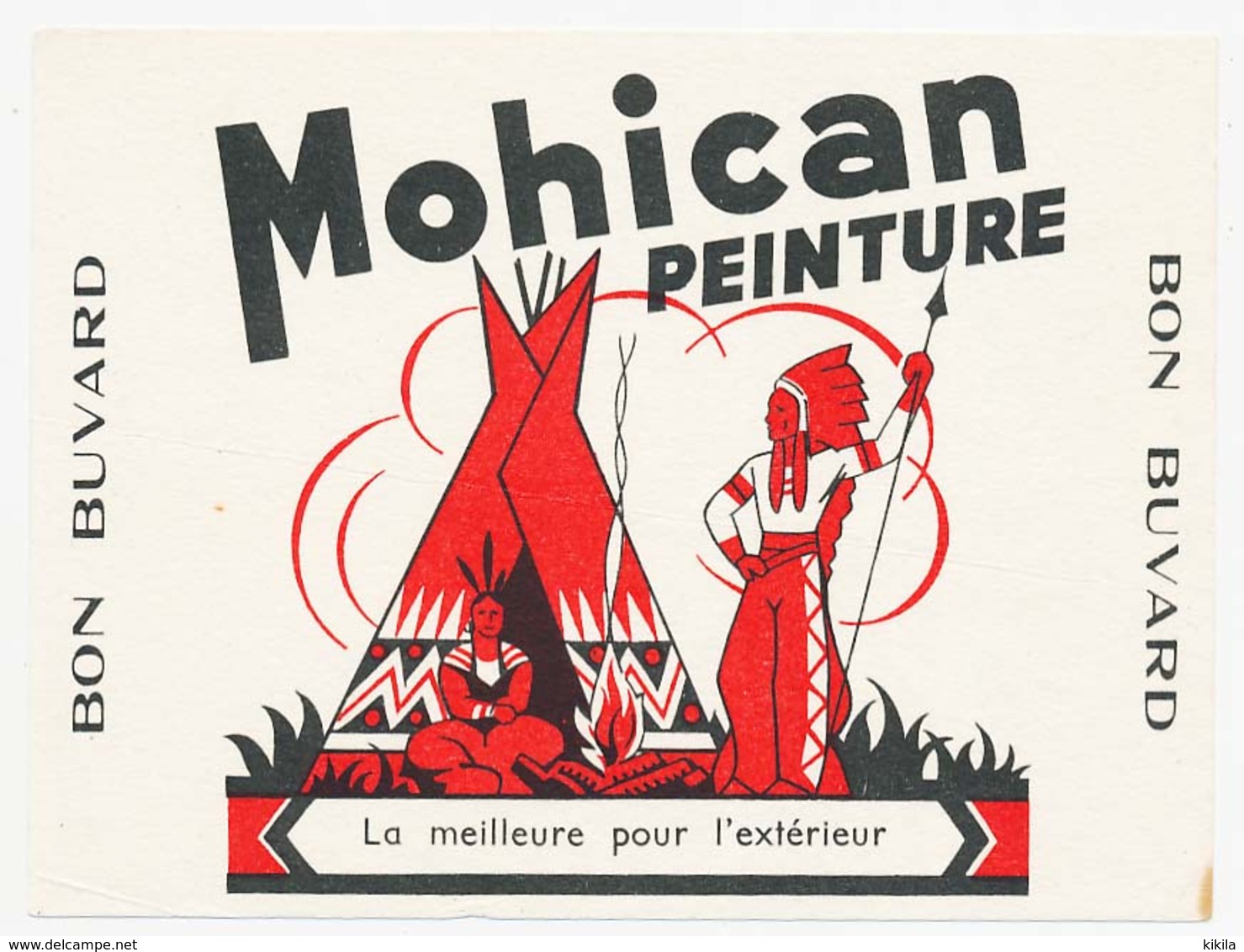 Buvard 14 X 10.5 Peinture MOHICAN  Indien Squaw Teepee  Rouge Sans Nom D'impimeur - Peintures