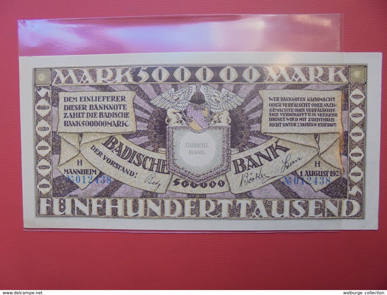 MANNHEIM :500.000 MARK 1923 - [11] Local Banknote Issues