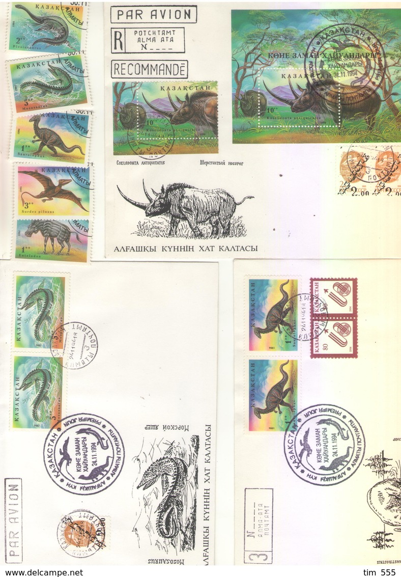 Dinosaurs Prehistorics  Kazakhstan 7 FDC + 5 Stamps - Vor- U. Frühgeschichte