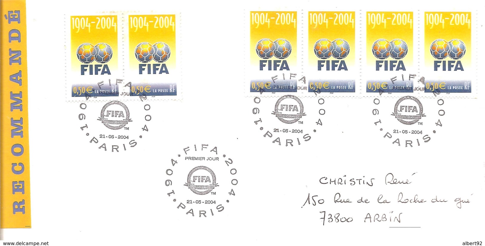 2004  Centenaire De La Fédération Internationale De Football Association: Paris (recommandée) - Lettres & Documents