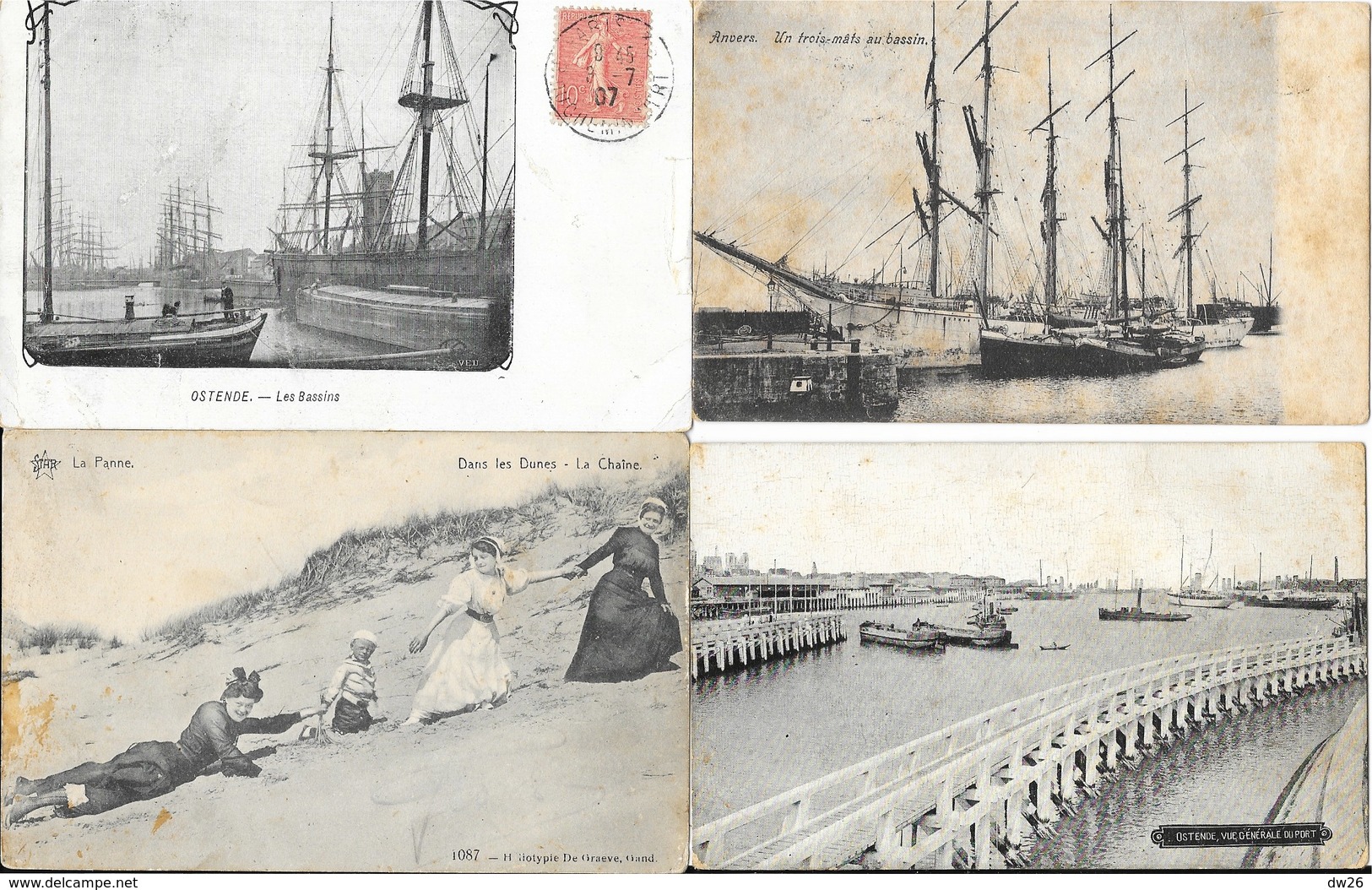 Lot N° 78 De 100 CPA De Belgique - Villes, Villages, Plages, Petites Animations - 100 - 499 Cartes