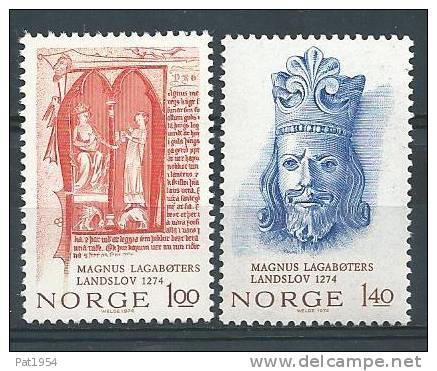 Norvège 1974  N°639/640 Neufs** Code National Du Roi Magnus Lagaboter - Neufs