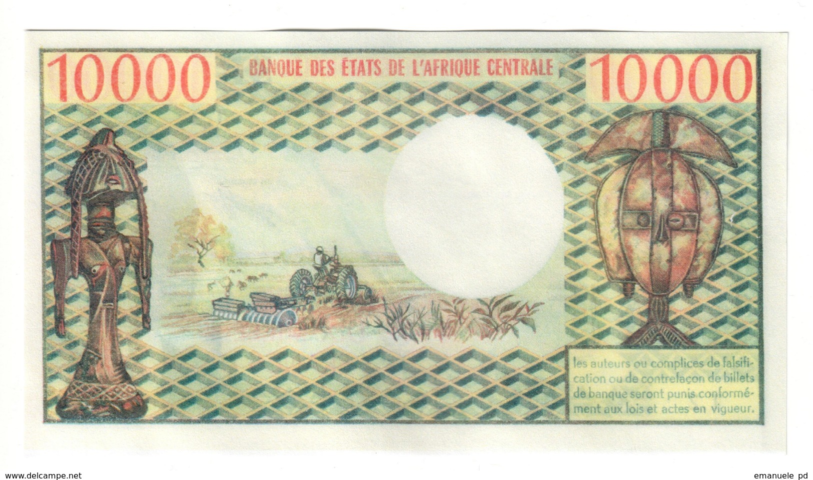 Gabon 10000 Francs 1974 REPRODUCTION - Gabon