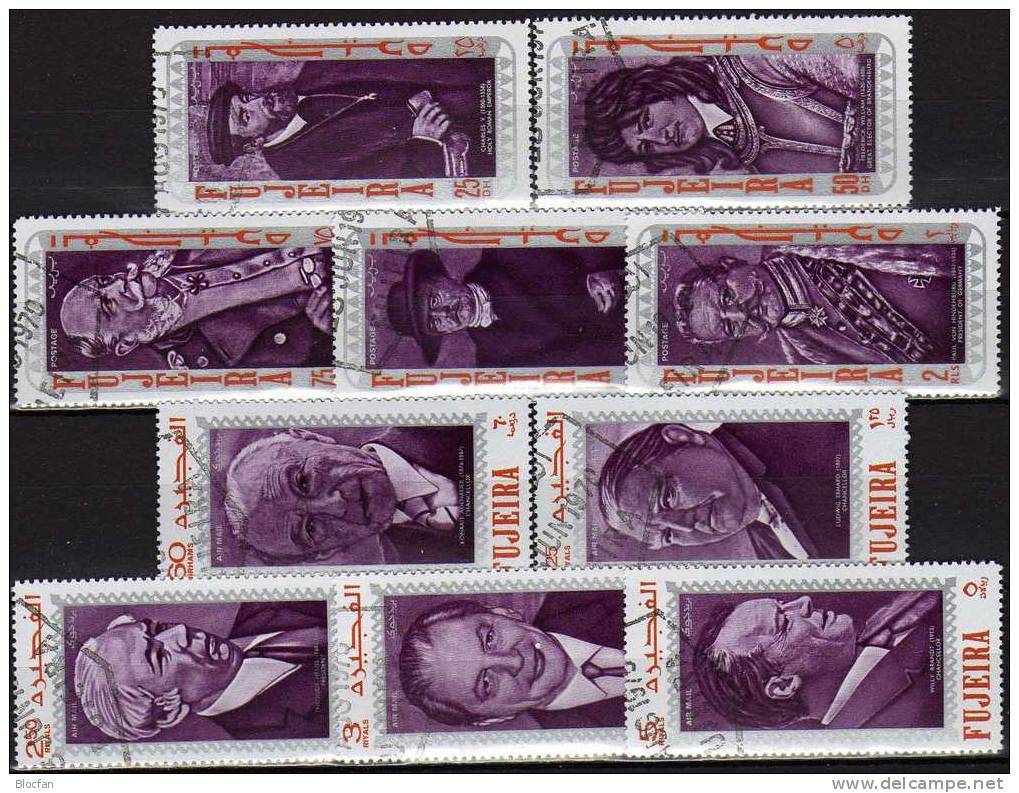 Persönlichkeit 1970 VAE Fujeira 495/4, 10xER+4-Block o 10€ Kissinger Brandt Adenauer Heuss Hindenburg history of Germany