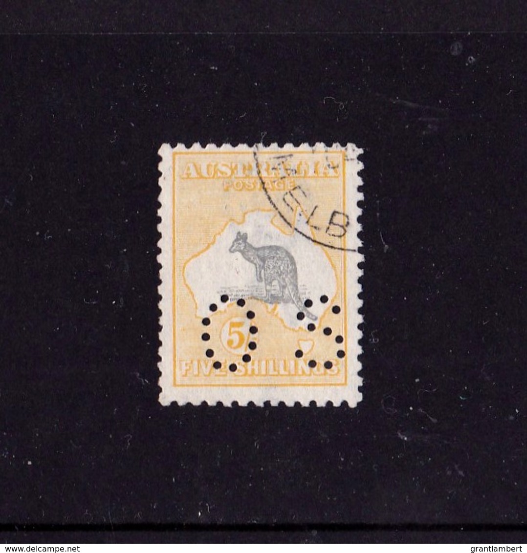 Australia 1918 Kangaroo 5/- 3rd Watermark Perf OS CTO - White Flaw On Leg - Used Stamps