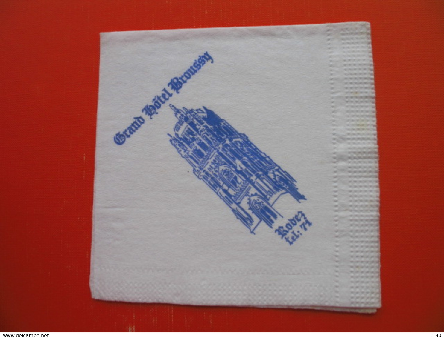 Paper Napkin.Grand Hotel Broussy.Rodez - Company Logo Napkins