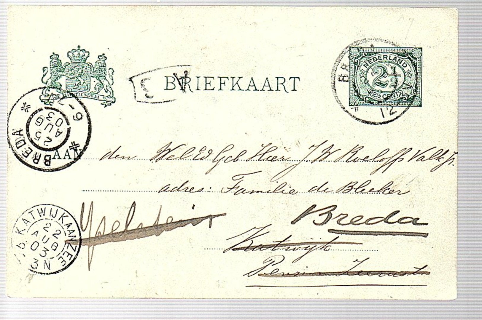 Kleinrond KATWIJK AAN ZEE 1903 > Resent Pension Zeerust J.W. Roeloffs Valk Foei: Absent! (BP-33) - Poststempels/ Marcofilie