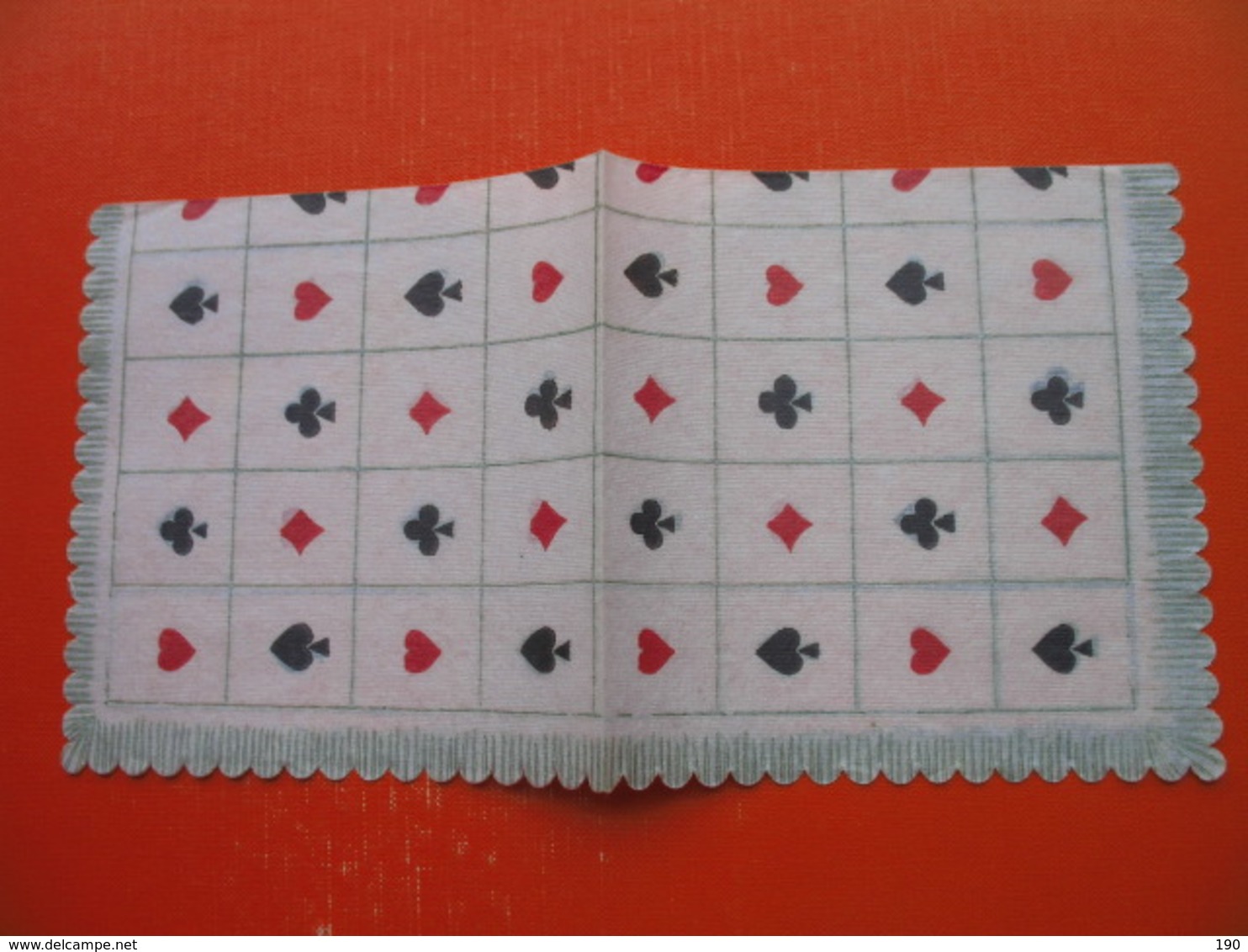 6 old paper napkins.Spade,diamond,club,...(playing cards)