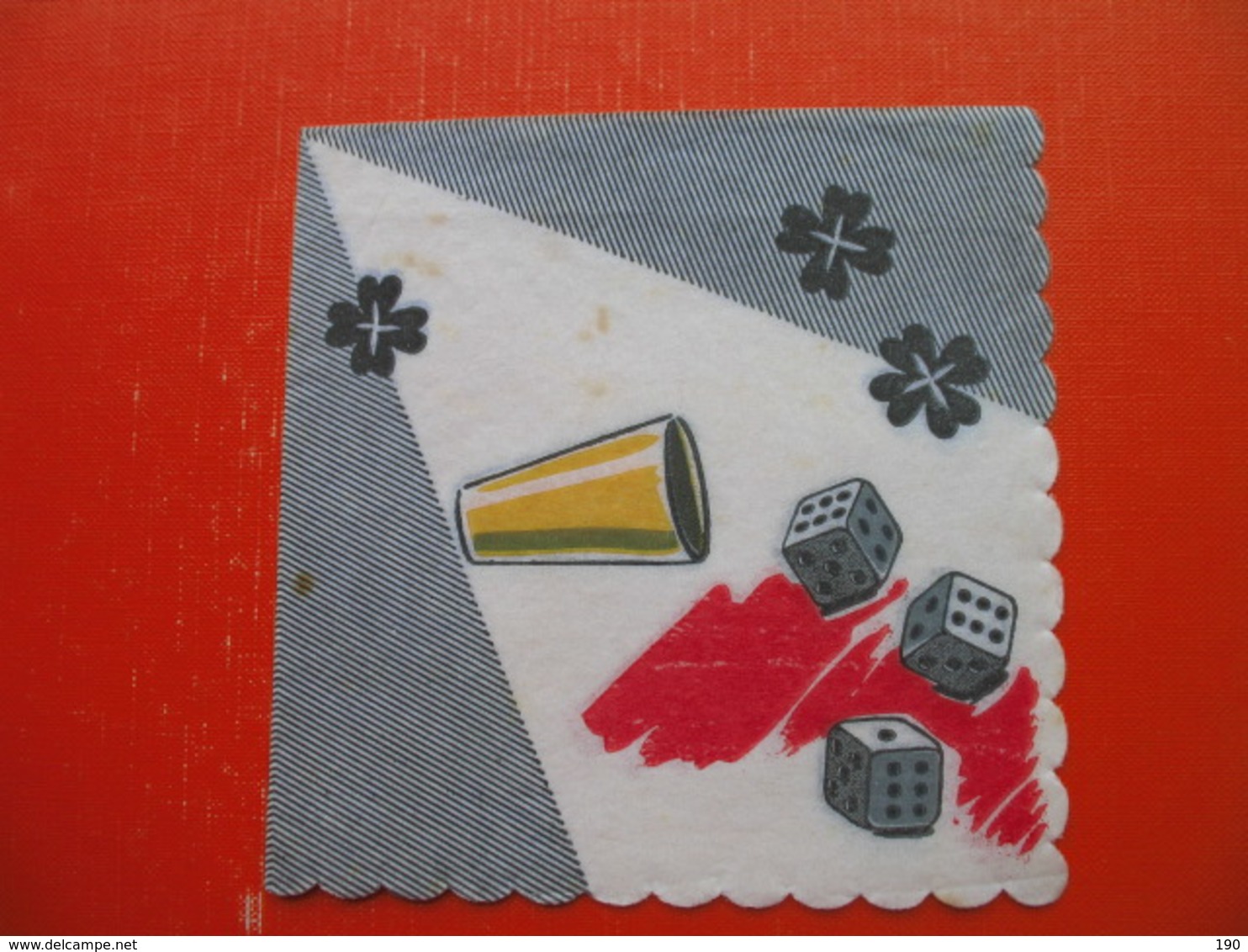 2 Old Paper Napkins.Dice.Gamble Game - Werbeservietten