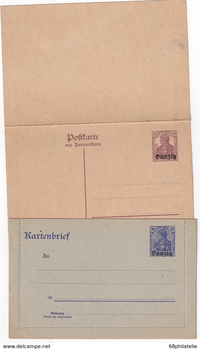 DANZIG LOT  ENTIER POSTAL/GANZSACHE/POSTAL STATIONERY  1 CARTE-LETTRE + 1 CARTE AVEC REPONSE - Sonstige & Ohne Zuordnung