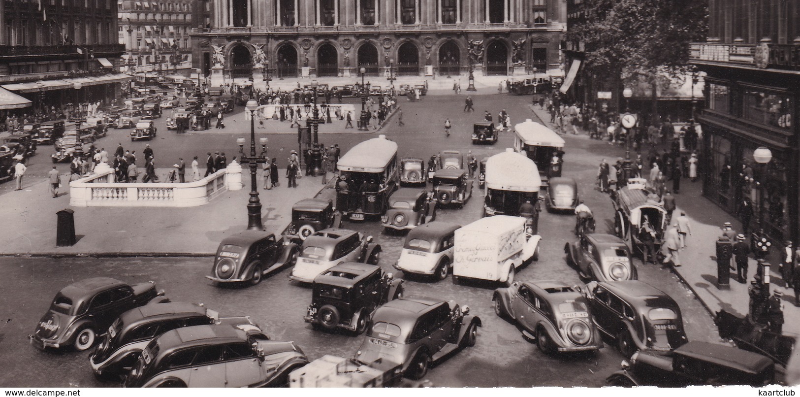 Paris: RENAULT NERVASTELLA & VIVASTELLA, TN BUS, PEUGEOT 302, CITROËN ROSALIE, OLDTIMER TAXI'S, VOITURES - L'Opéra - Toerisme