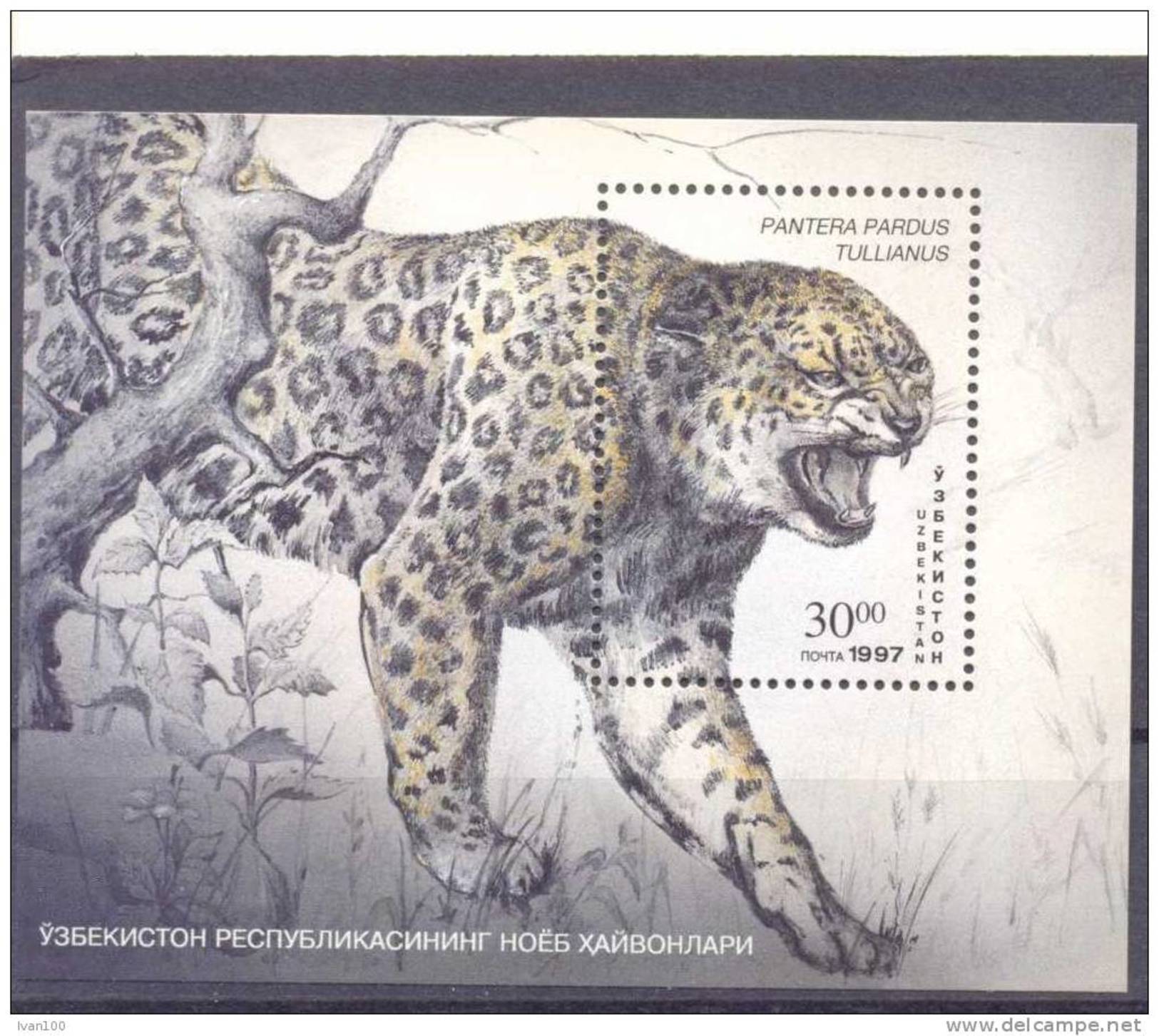 1997. Uzbekistan, Animals, Panther, S/s, Mint/** - Oezbekistan
