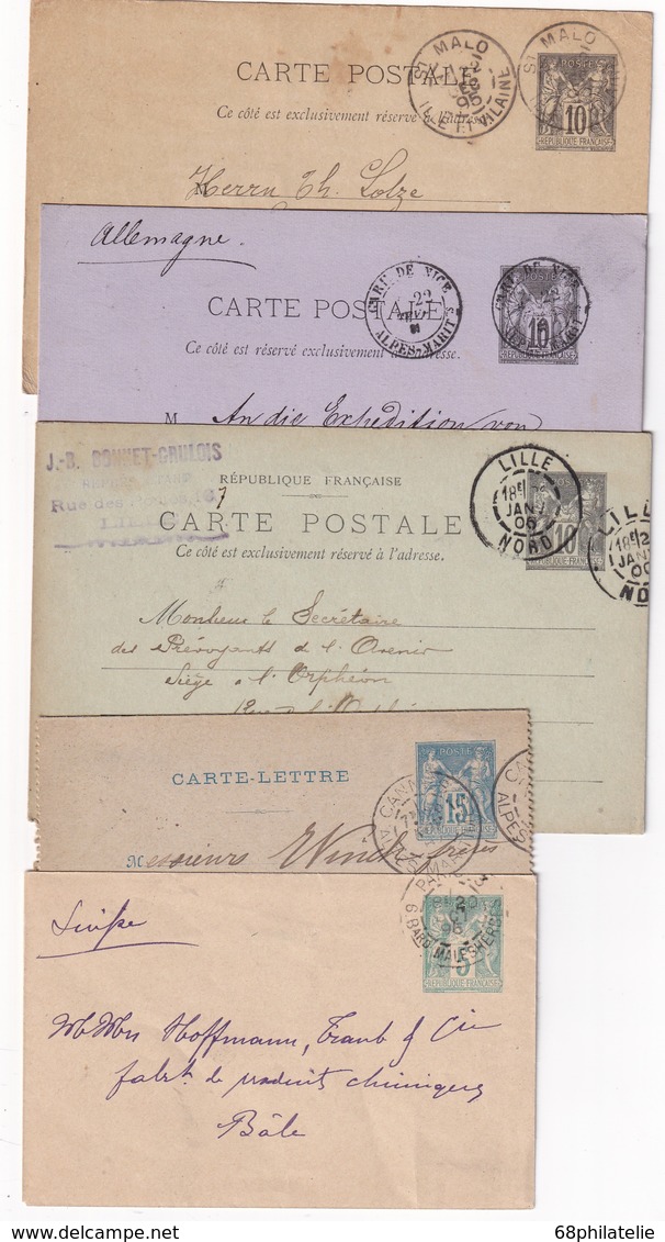 FRANCE   LOT DE 5   ENTIER POSTAL/GANZSACHE/POSTAL STATIONERY - Collections & Lots: Stationery & PAP
