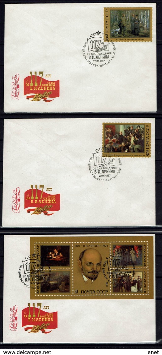 UdSSR CCCP Sowjetunion 1987 - Geburtstag Von Wladimir Lenin - 5702/5703 + Bl 191 (5704/5708) FDC - Lenin