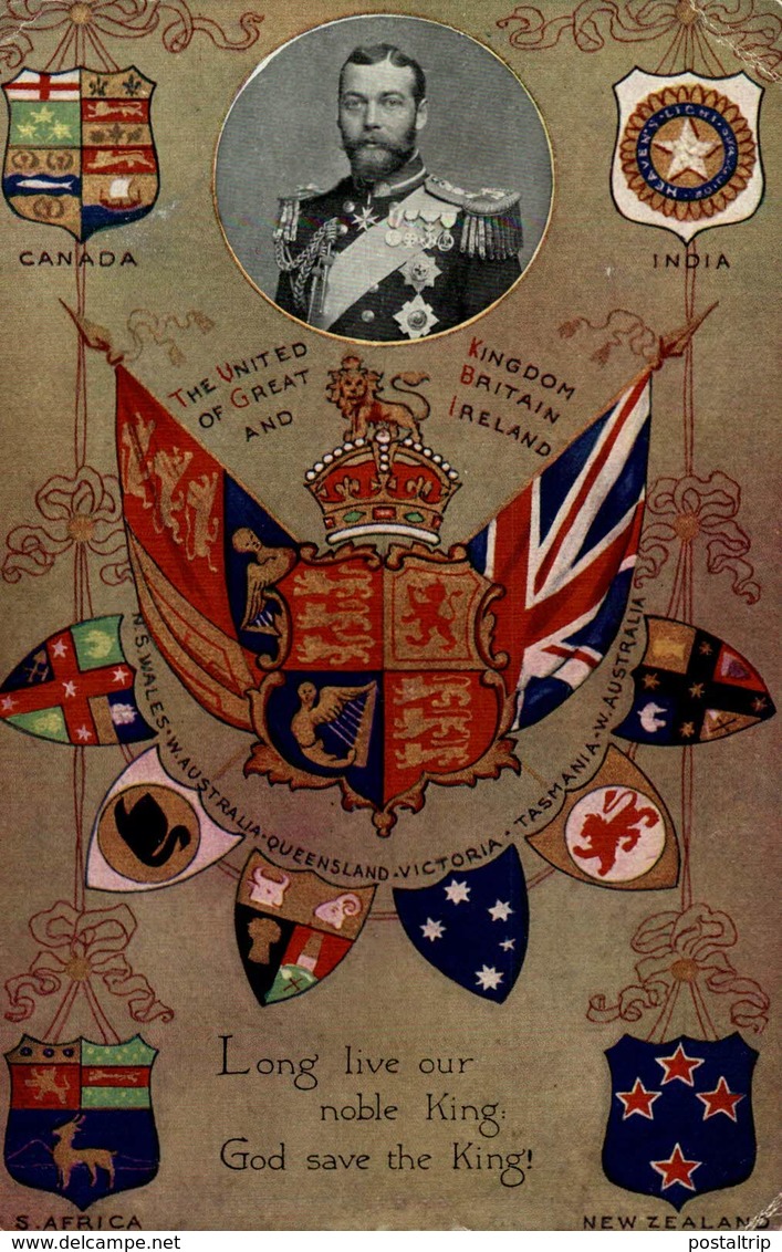 RARE CARD Commonwealth , Drapeaux, Angleterre, Long Live Our Noble King, God Save The King CANADA INDIA S AFRICAA NEW ZE - Otros & Sin Clasificación