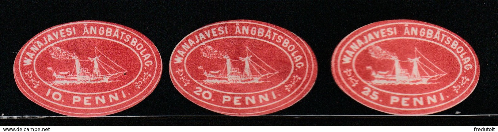 FINLANDE - Compagnie  Maritime - 3 Timbres (*) - 1874 - - Emissions Locales