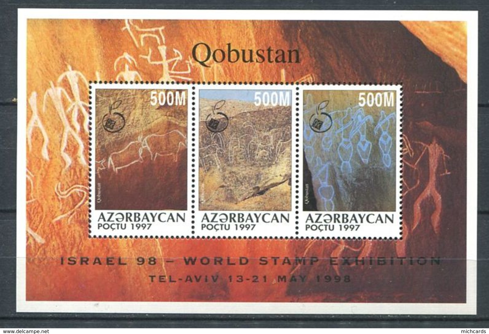 242 AZERBAIDJAN 1997 - Yvert BF 40 Surcharge Israel - Gravure Rupestre Taureau ... Neuf ** (MNH) Sans Trace De Charniere - Aserbaidschan