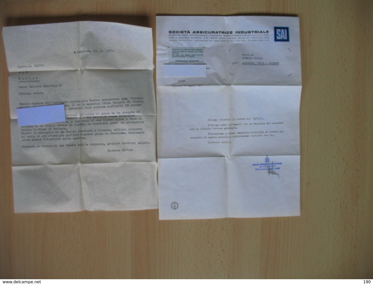 2 Letters Kosmina Nicola.Aurisina/Trieste+3 Documents-insurance Company SAI-auto - Sonstige & Ohne Zuordnung