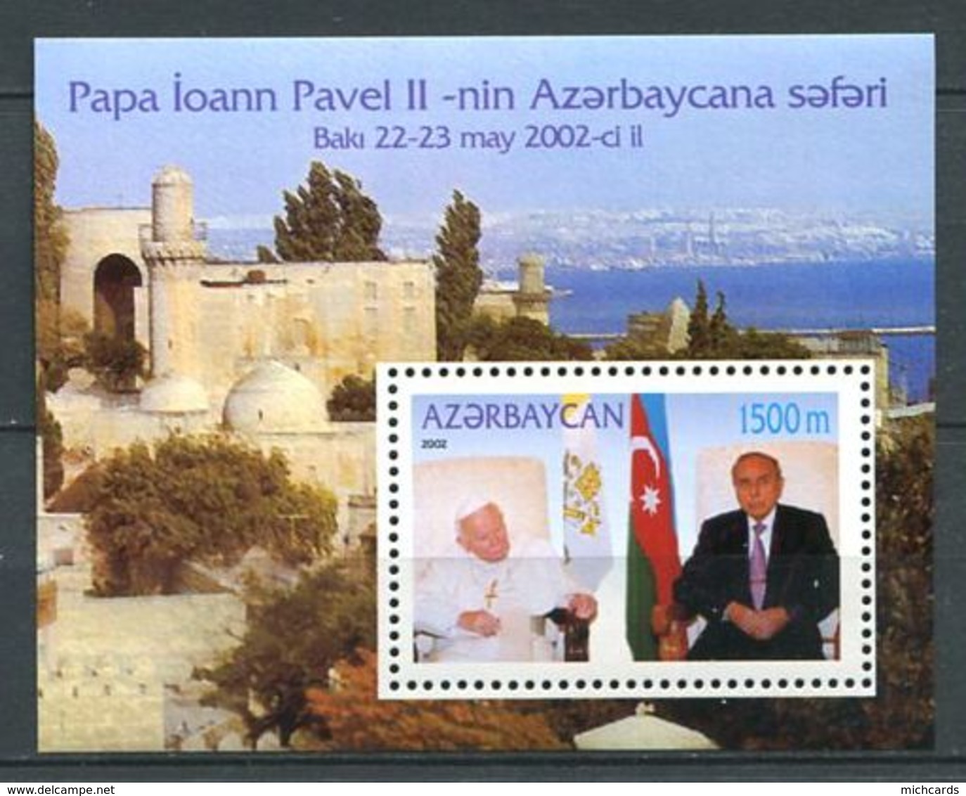 242 AZERBAIDJAN 2002 - Yvert BF 55 - Pape Jean Paul II - Neuf ** (MNH) Sans Trace De Charniere - Azerbaïdjan