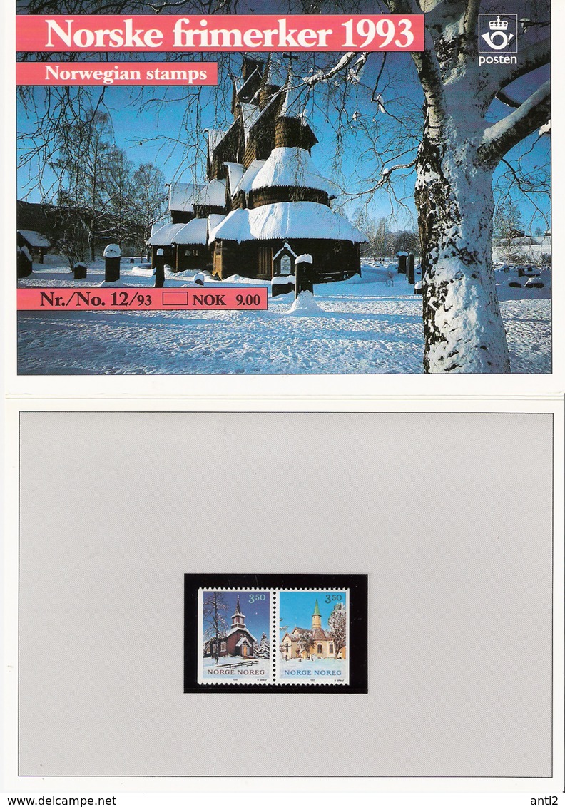 Norway Norge 1993 Christmas Churches, Mi 1141-1142 In Folder MNH(**) - Neufs
