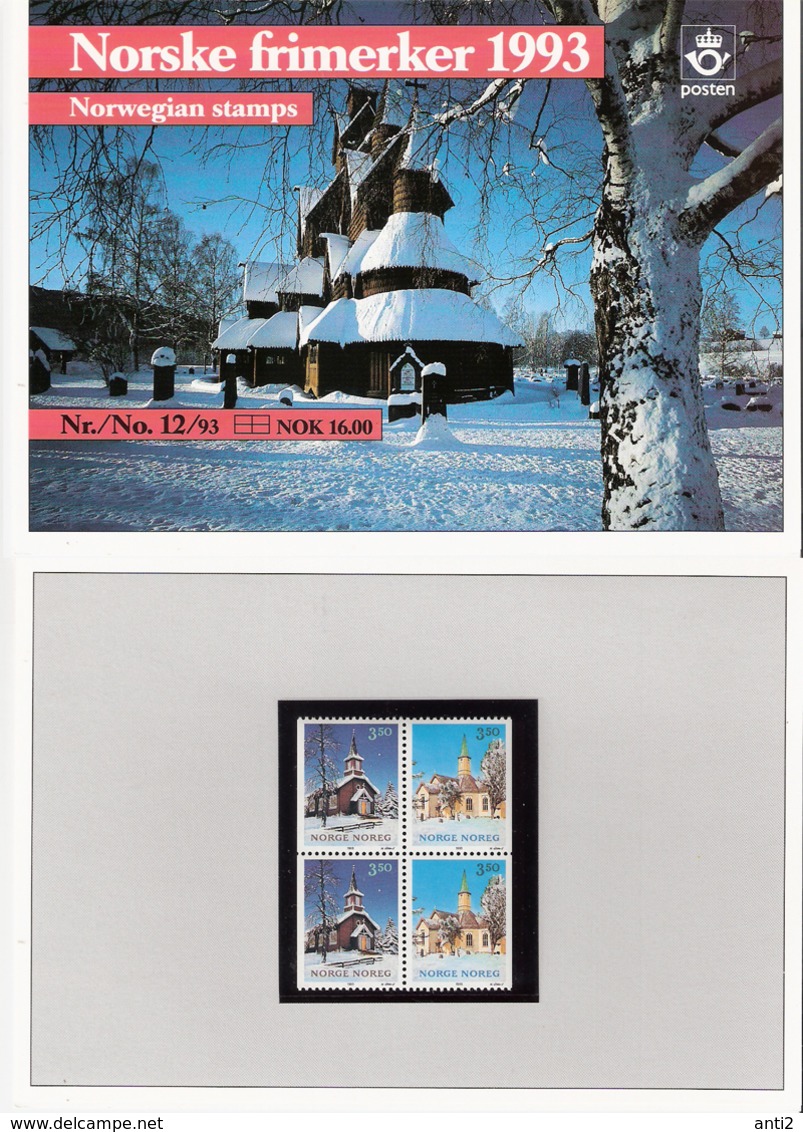 Norway Norge 1993 Christmas Churches, Mi 1141-1142 X 2 In Folder MNH(**) - Neufs