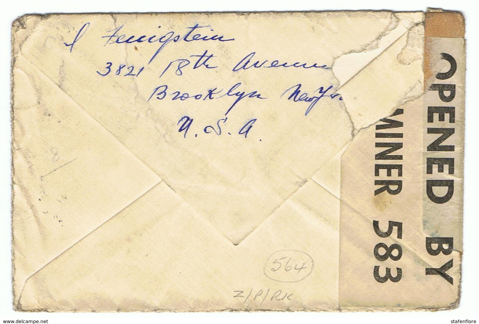 Mooie Militaire Post 1940 Met Censuur Stempel Via Clipper Verstuurd Naar USA Examiner 583 - Autres & Non Classés