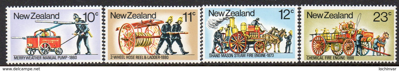 NEW ZEALAND, 1977 FIRE ENGINES 4 MNH - Unused Stamps