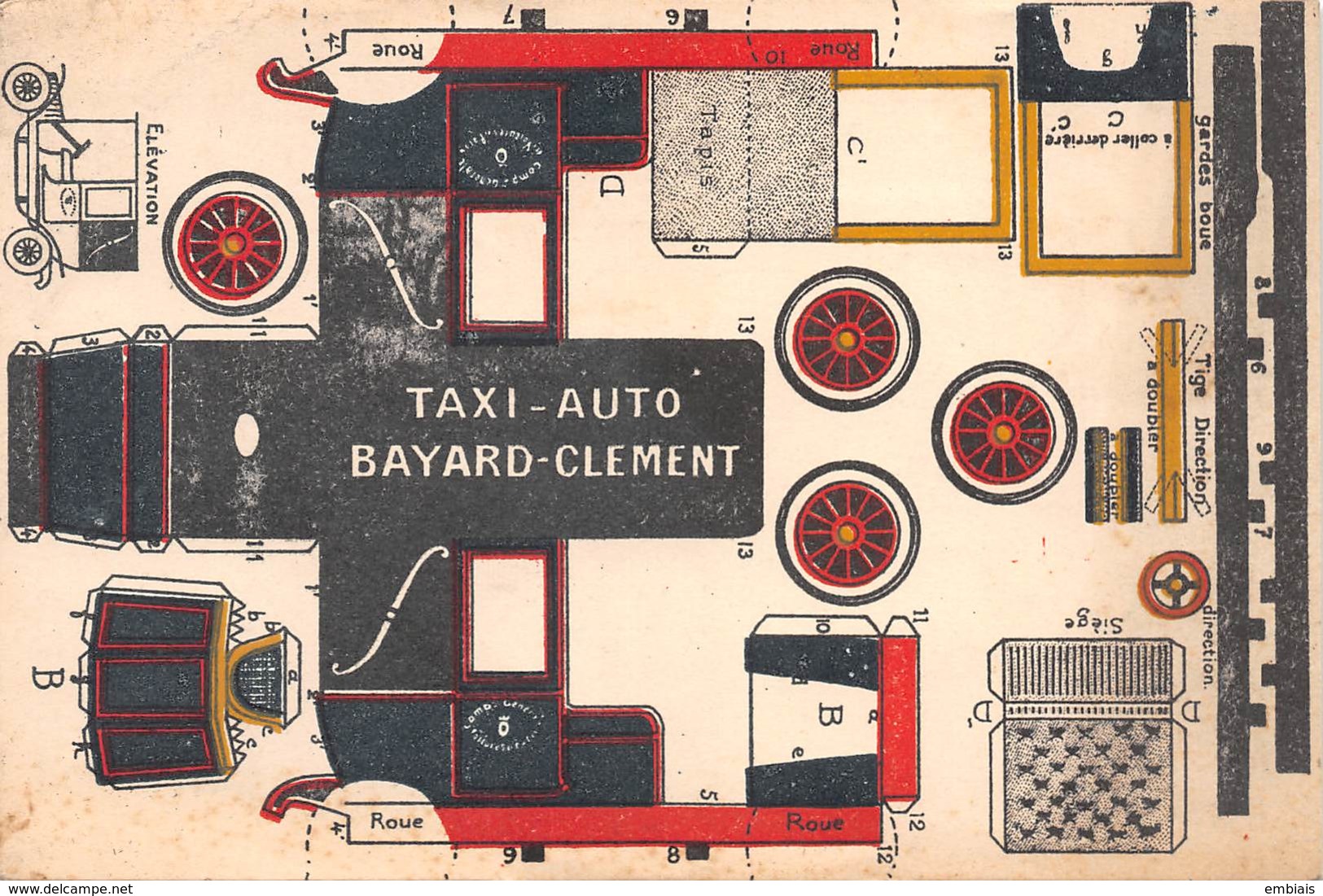 BAYARD Clément - TAXI - AUTO. Plan D'automobile, Carte De Montage. - Taxis & Fiacres