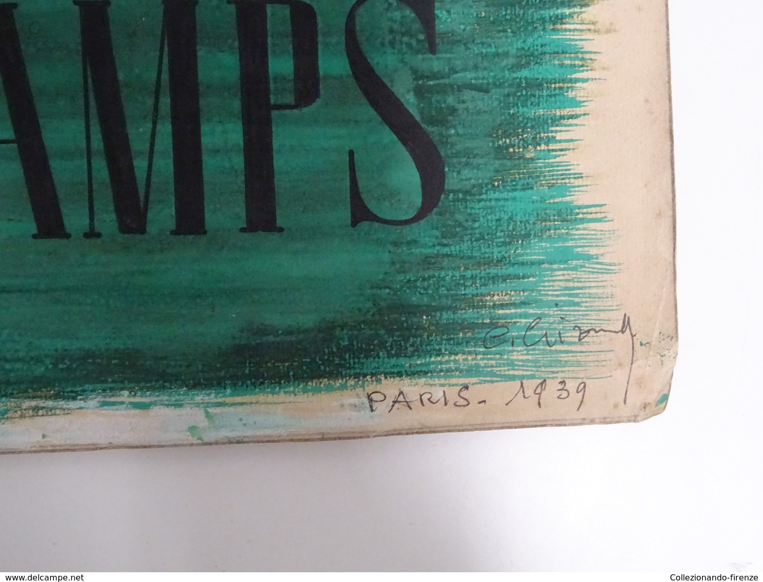 !SCONTI! Bozzetto originale Grand Prix Longchamps acquerello su cartoncino firmato e datato Parigi 1939