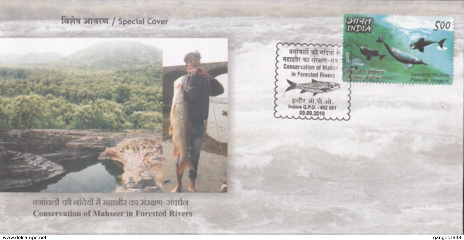 India 2016  Fishes  Conservation Of Mahsheer Fishes In Forested Rivers  Indore  Special Cover   #15706  D  Inde Indien - Fishes