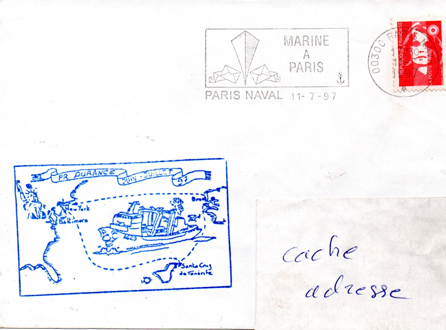 PR DURANCE Mission En Atlantique Obl. Paris Naval 11/07/97 - Poste Navale