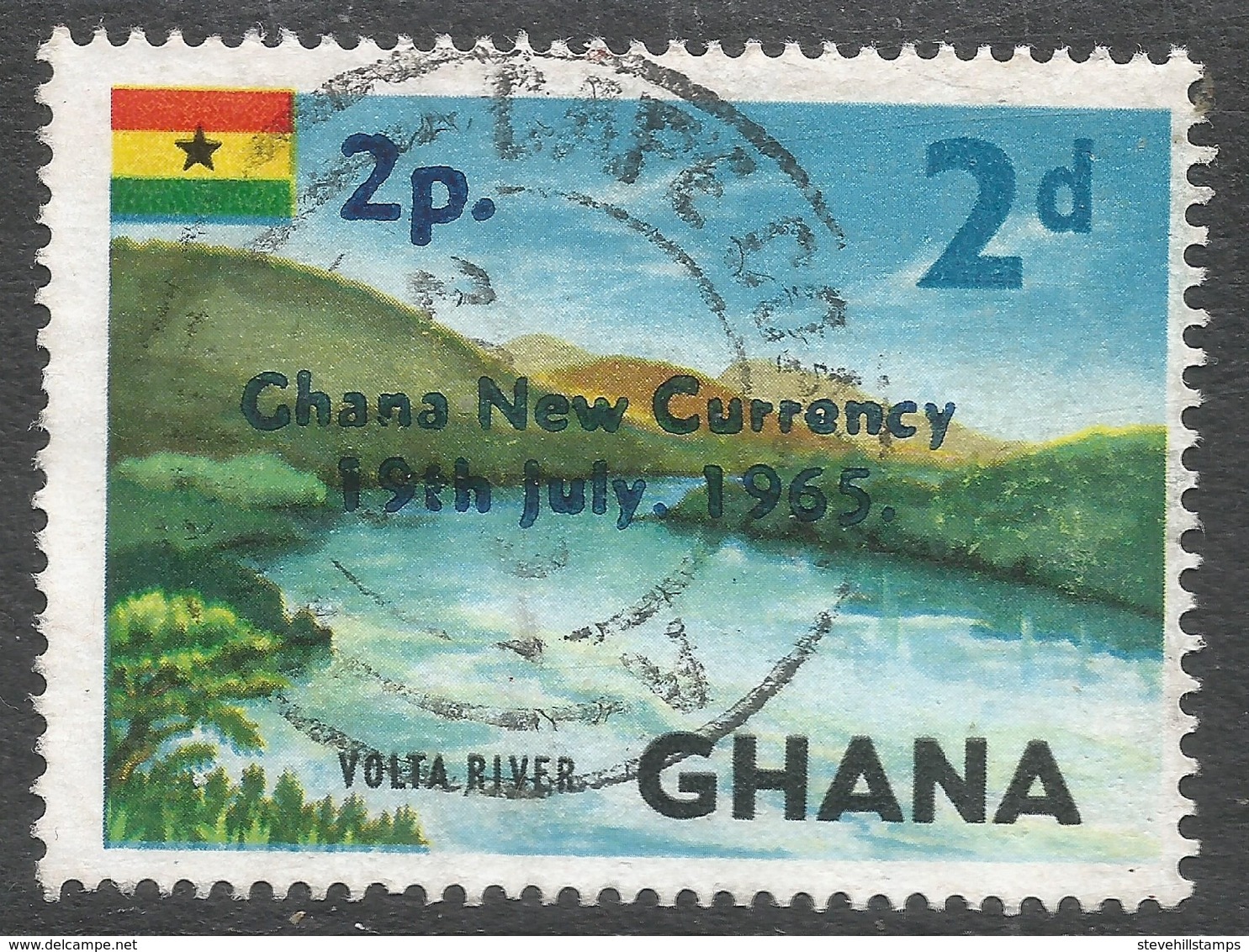 Ghana. 1965 New Currency O/P. 2p On 2d Used. SG 382 - Ghana (1957-...)