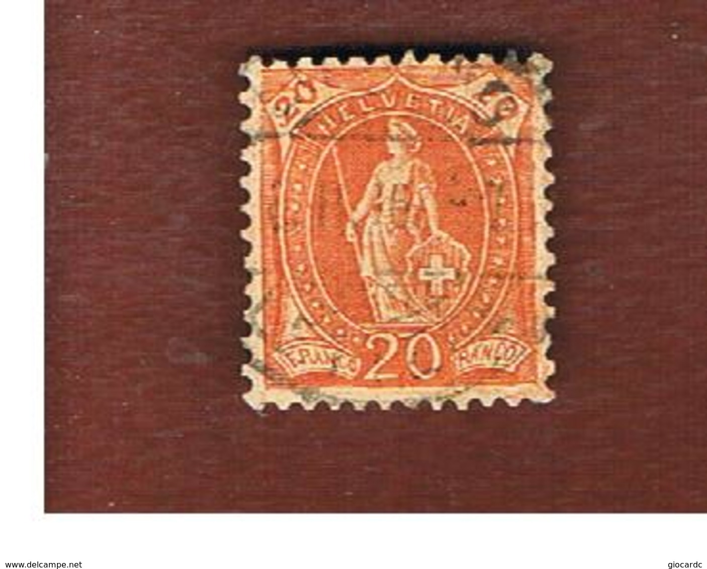 SVIZZERA (SWITZERLAND) -  SG 214 -  1882  STANDING HELVETIA 20  - USED - Used Stamps