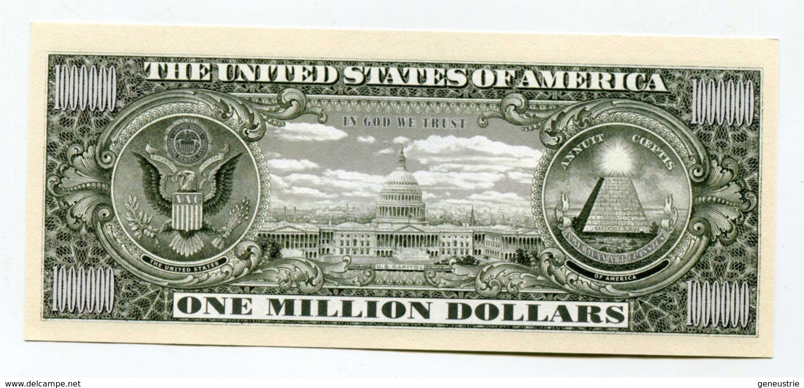 Beau Billet Fantaisie De 1000000 Dollars "Statue De La Liberté New York" Statue Of Liberty Banknote - Autres & Non Classés