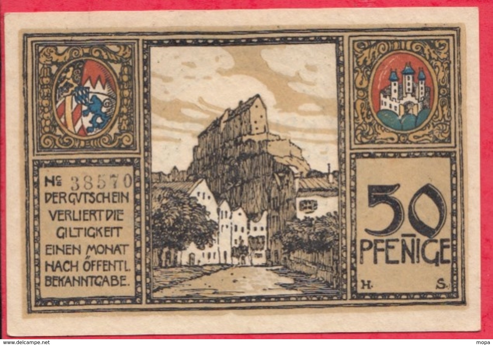 Allemagne 1 Notgeld De 50 Pfenning Stadt Burghausen (RARE) Dans L 'état  N °2898 - Collections