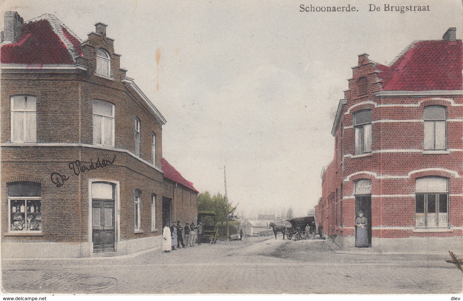 Schoonaerde - De Brugstraat - Geanimeerd - 1913 - Uitg. F. Van Heck-Everaert - Dendermonde