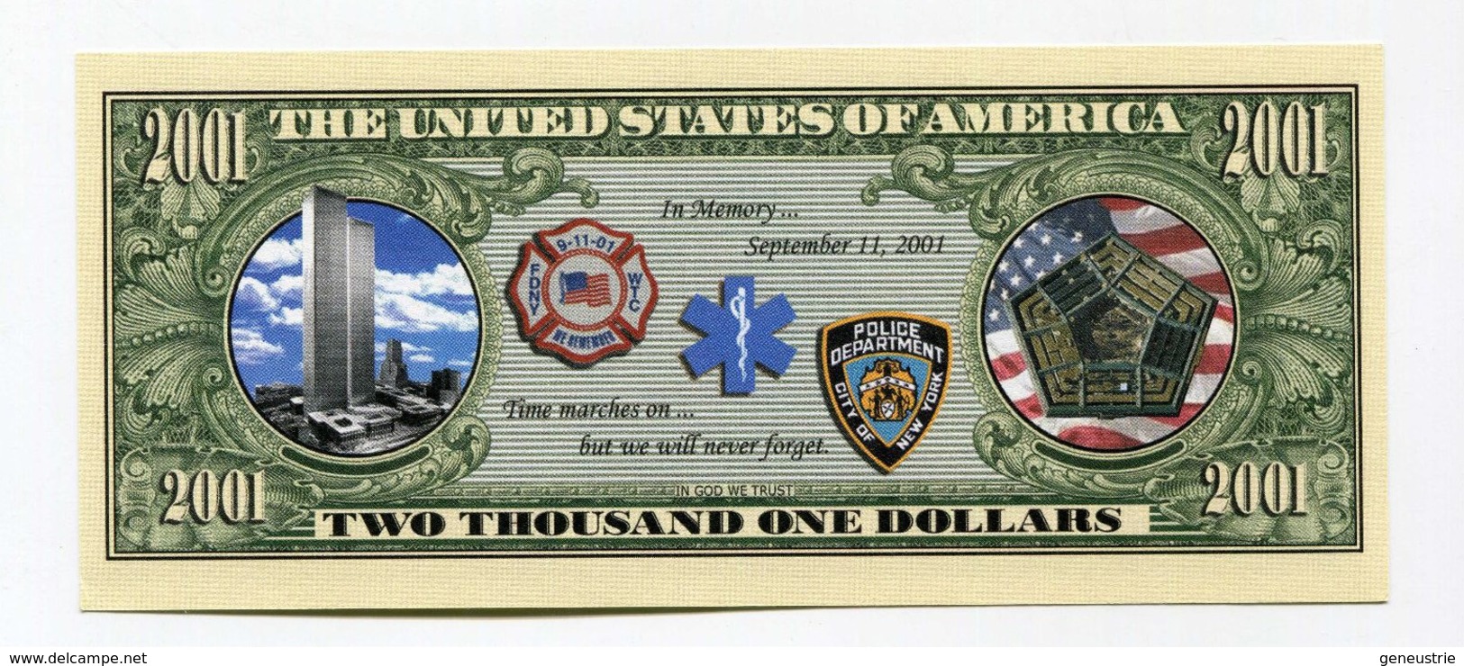 Beau Billet Fantaisie 2001 Dollars George W Bush - Word Trade Center - Twin Towers - United States Banknote - Autres & Non Classés