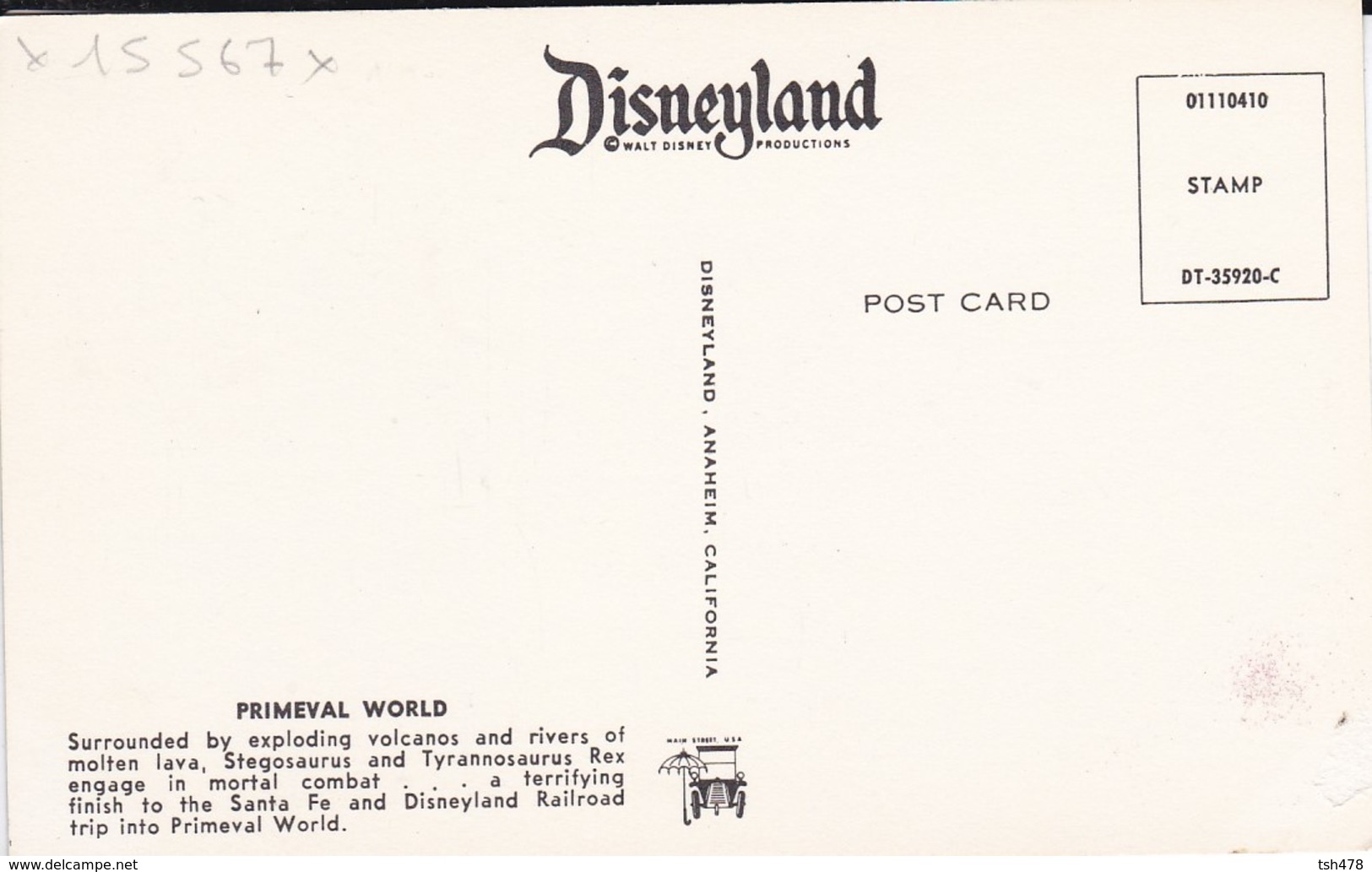 DISNEYLAND---primeval World--( Stegosaurus And Tyrannosaurus )--voir 2 Scans - Disneyland