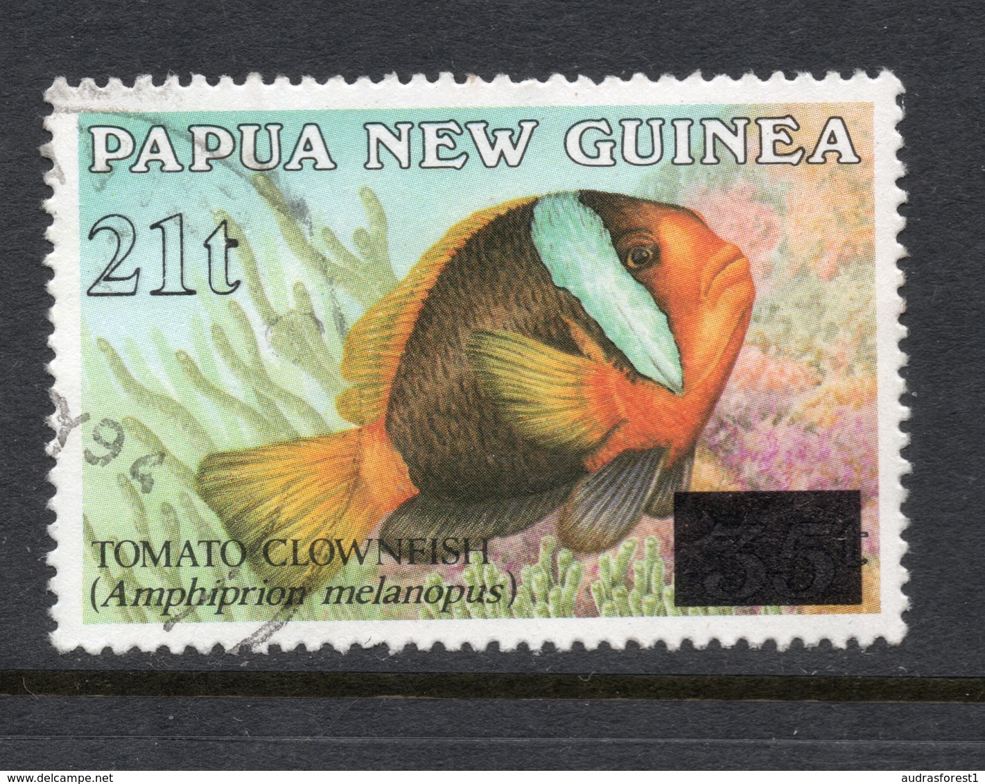 1994 Overprint PAPUA NEW GUINEA Cinnamon Clownfish (Amphiprion Melanopus) - Surcharged 21T VERY FINE USED - Papouasie-Nouvelle-Guinée