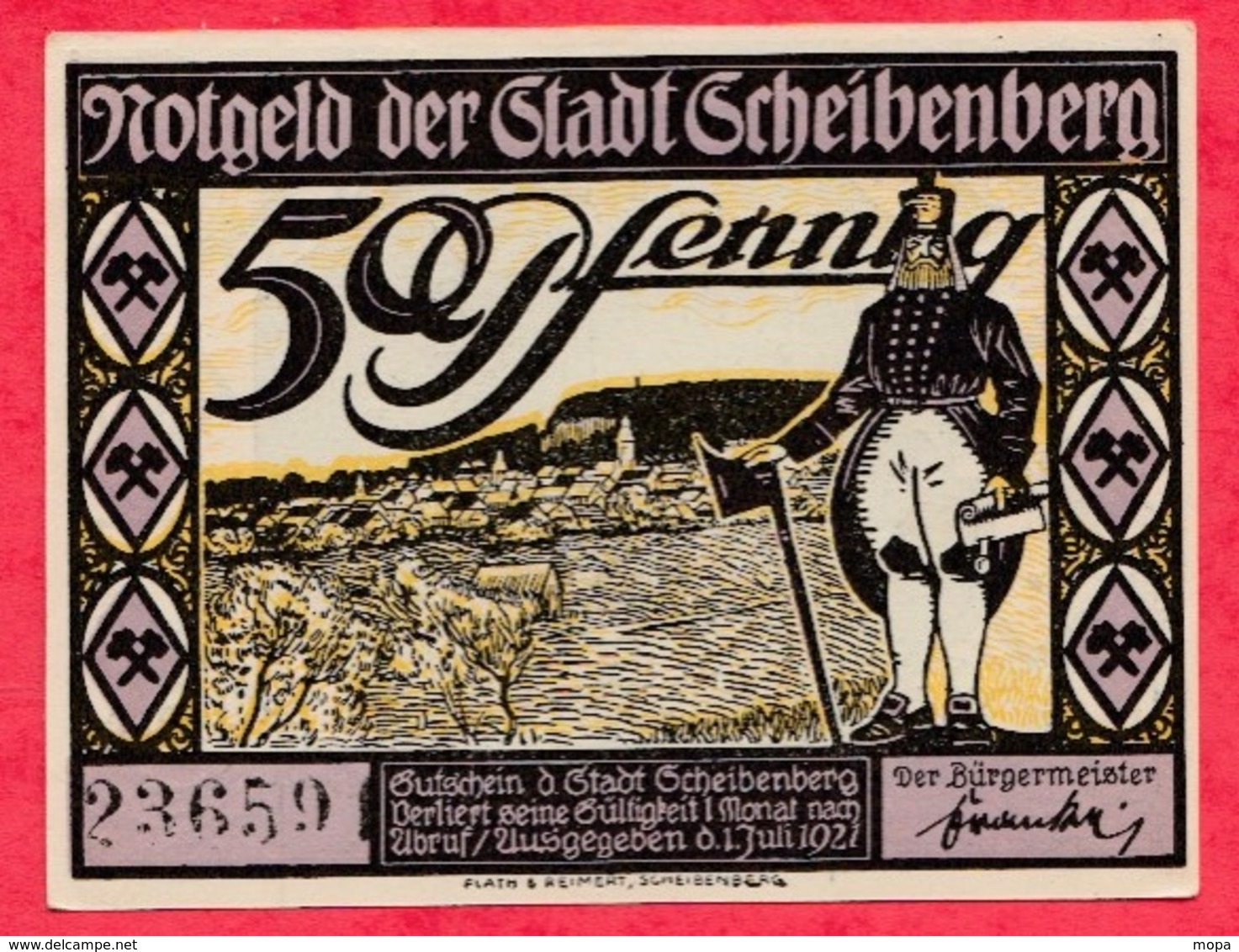 Allemagne 1 Notgeld De 50 Pfenning Stadt Scheibenberg UNC  N °2943 - Collections