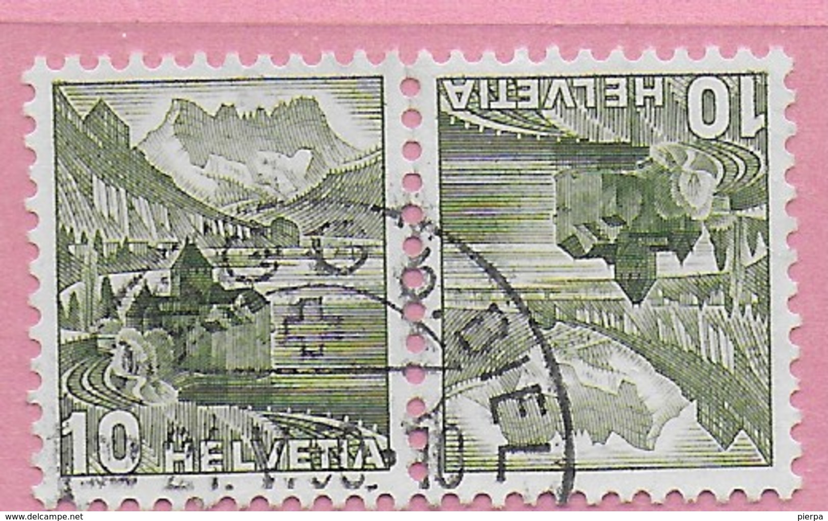 SVIZZERA - TETE-BECHE - 1948 ORDINARIA 10 CENT. (YVERT 462a) USATA - Tête-bêche