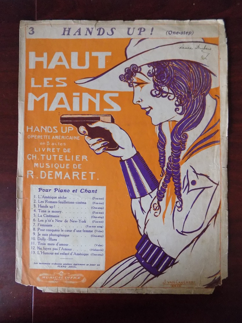 Partition " Haut Les Mains ( Hands Up ! ) - Demaret - Ill. J. Van Caulaert - Partitions Musicales Anciennes
