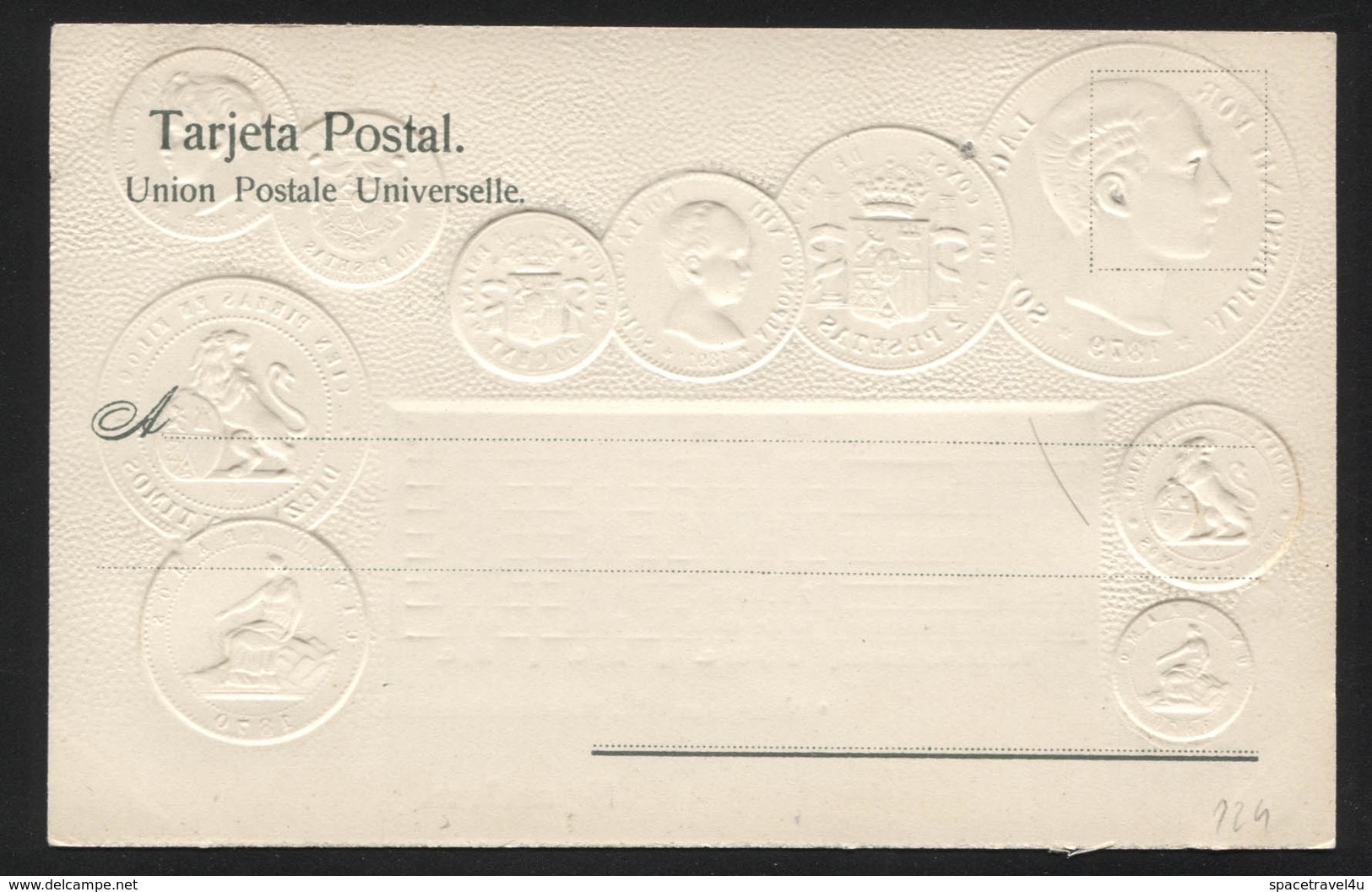 SPAIN - Numismatic Postcard - Set Of Coins - Embossed (APAT#124) - Autres & Non Classés