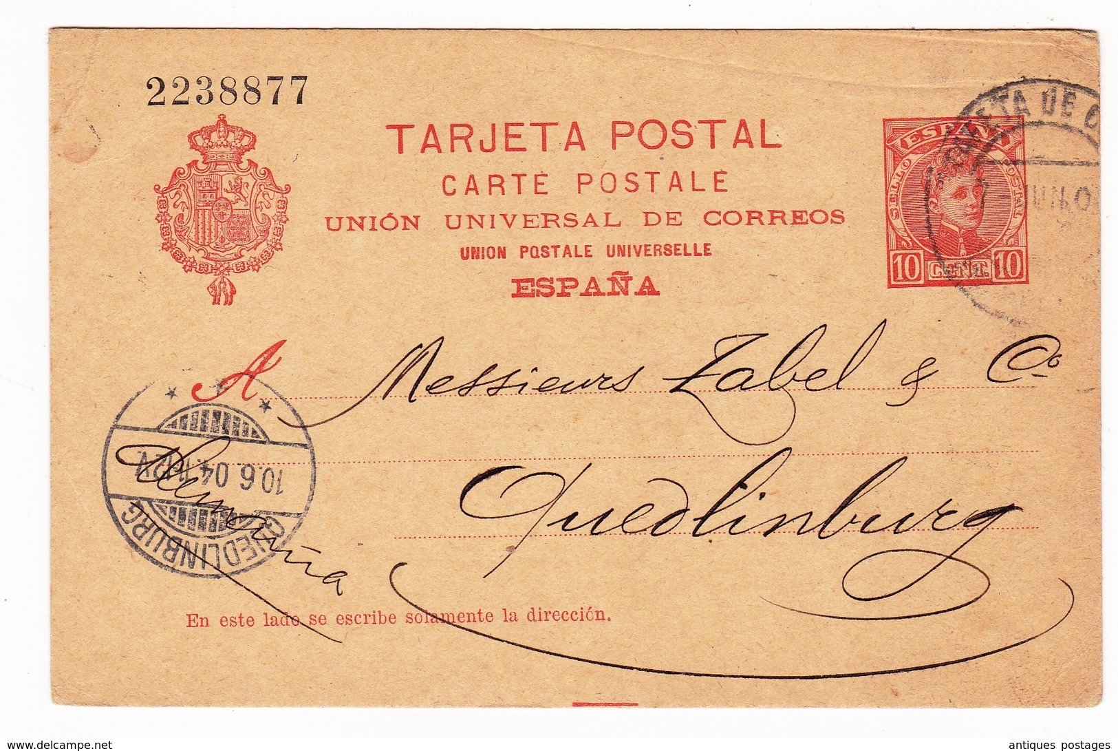 Targeta Postal 1904 Barcelone Barcelona España Crédit Lyonnais Quedlinbourg Deutschland Banque Bank Zabel - 1850-1931