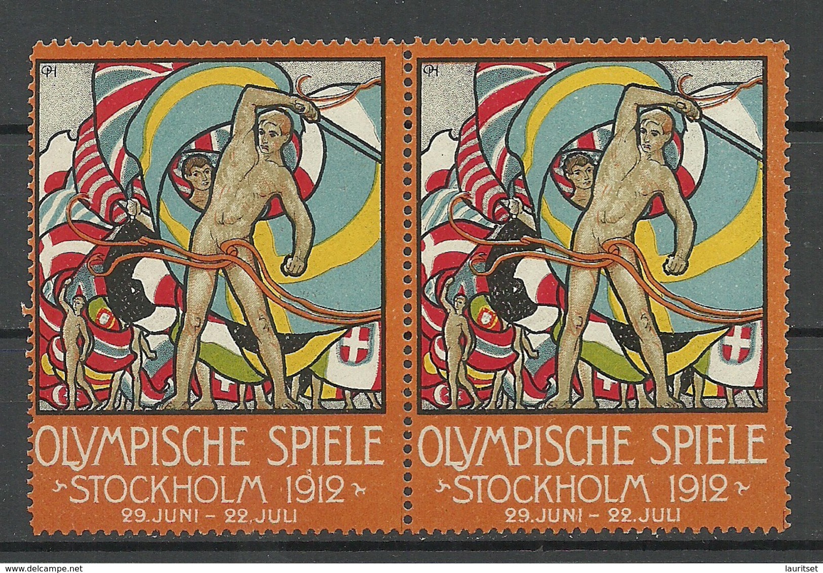 SCHWEDEN Sweden 1912 Olympic Games Stockholm Advertising Werbung Pair (*) In Deutsche Sprache In German - Sommer 1912: Stockholm