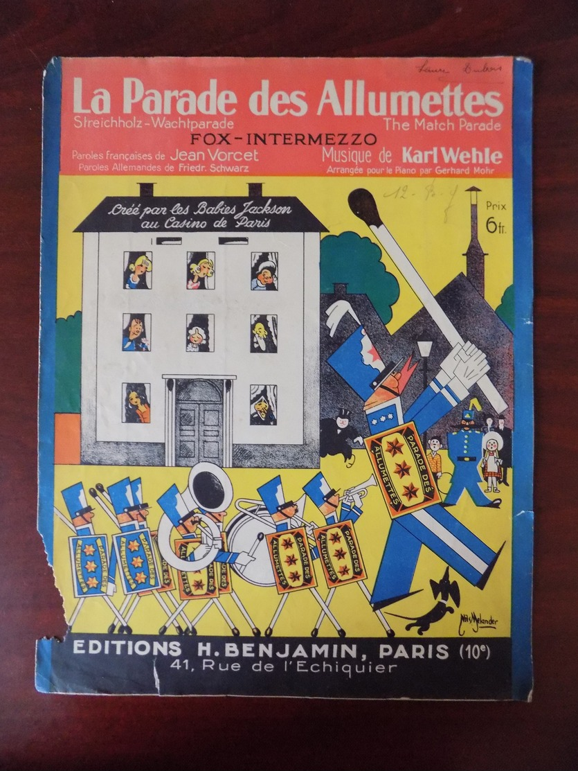 Partition " La Parade Des Allumettes " - Ill. Nils Melander - Partitions Musicales Anciennes